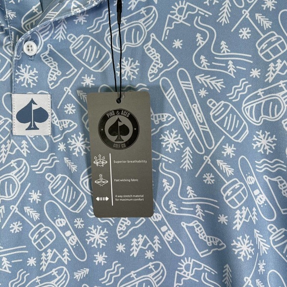 NWT Pins & Aces Mens XL Winter Break Golf Short Sleeve Button Polo Shirt - Picture 4 of 5